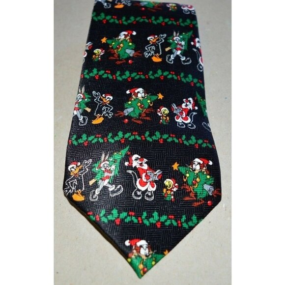 Looney Tunes Holiday Christmas Necktie Tie Warner - Picture 1 of 5
